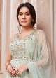 Pista Green Embroidered Chiffon Palazzo Suit